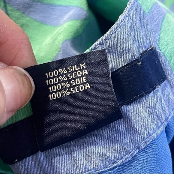 Gant Silk Floral Ruffle Sleeve Midi Dress in Blue and Green Size 6 - Picture 5 of 5